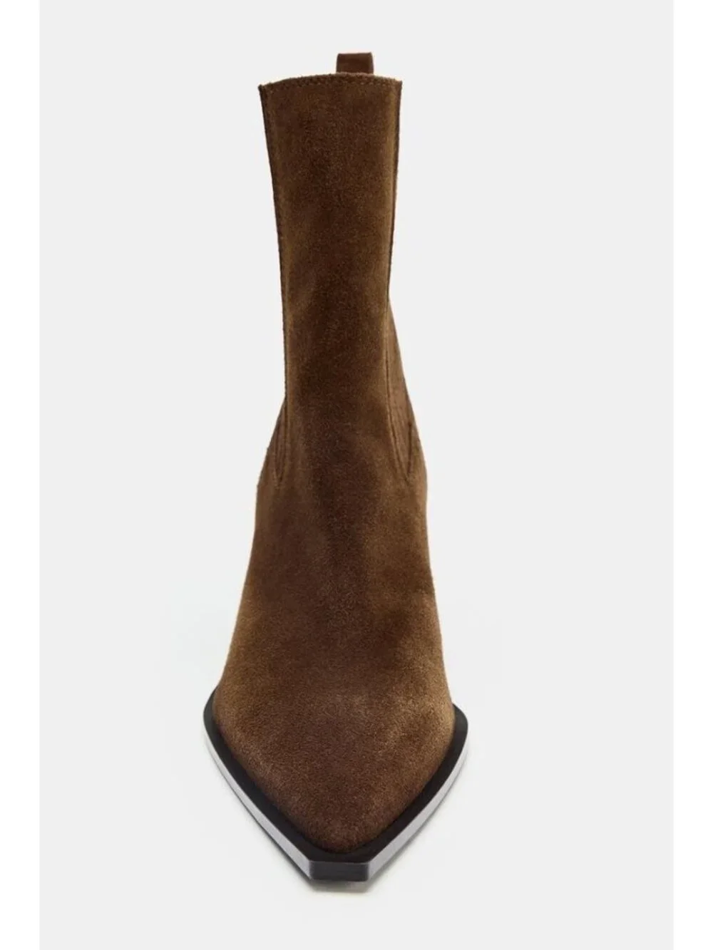 Zara Womens Split Leather Cowboy Ankle Boots EU 39 US 8 Brown 2107/610 NWOB